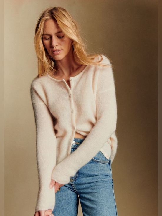 Sezane Sweaters - Sezane Gaspard Mohair Blend Cardigan Ecru